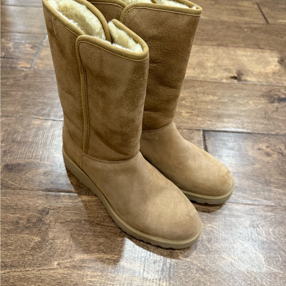 UGG Tan Winter Boots Mid-Calf Suede